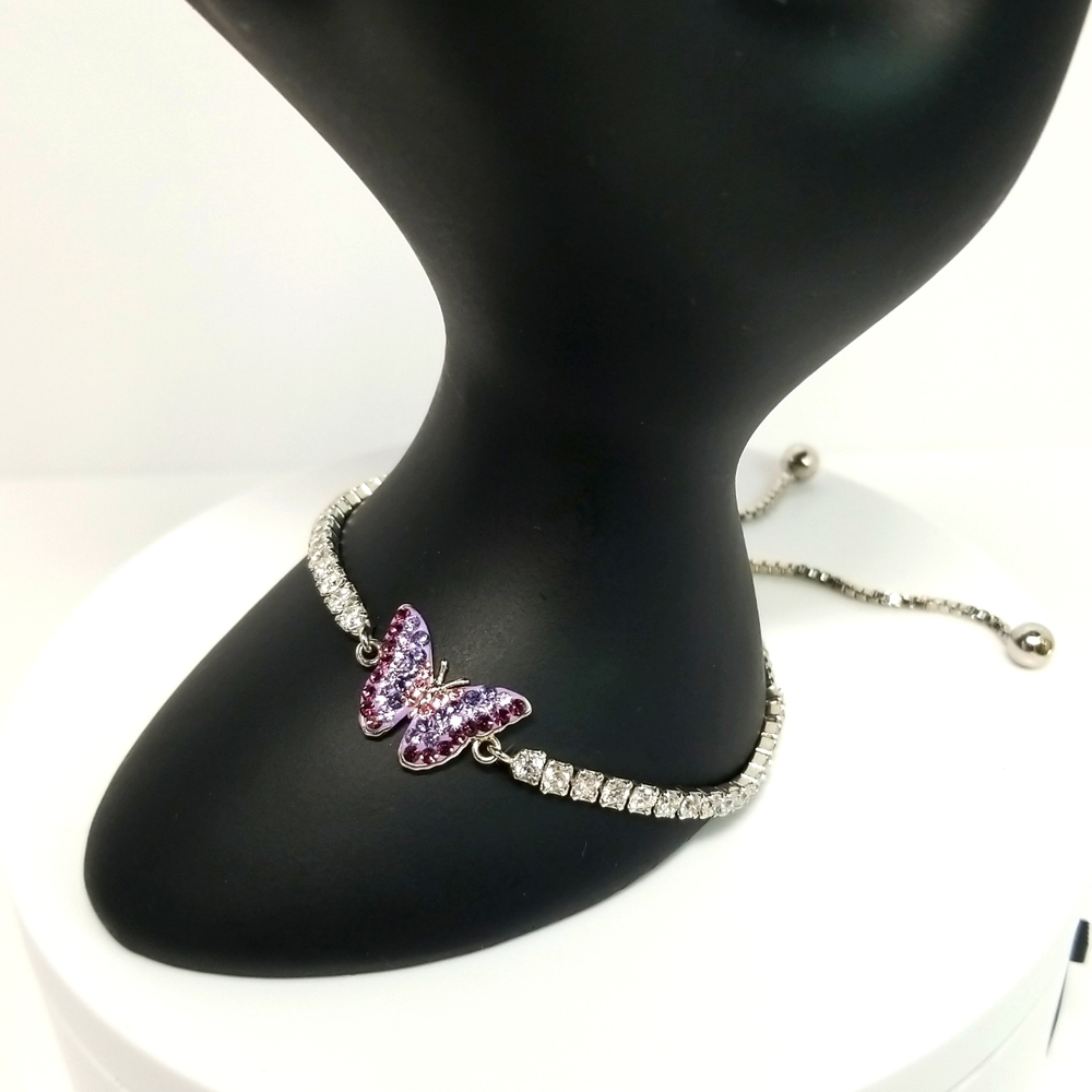 Kohl's Purple Pink Butterfly Adjustable Womens Bracelet New